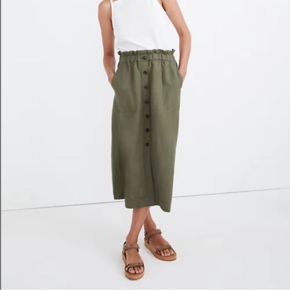 Madewell Paper Bag Button Front Midi Skirt